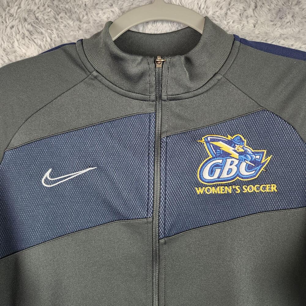GBC Womens Soccer Jacket Womens Medium Gray College Goldey Beacom Lightning Logo